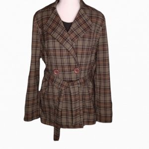 D&T brown plaid women's light jacket size XL